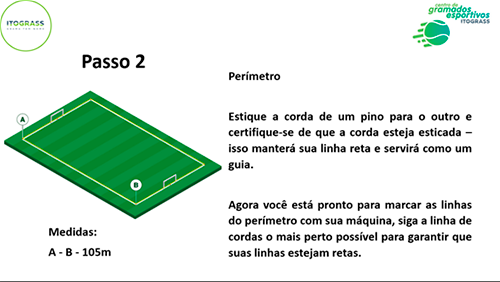 Marcação de perímetro em campo de futebol.